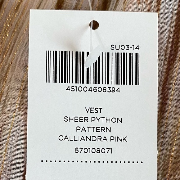 Chico’s Sheer Embellished Python Print Vest in Calliandra Pink Womens Size Large - Picture 13 of 13